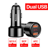 Baseus Quick Charge 4.0 3.0 USB Car Charger For iPhone 13 Xiaomi Samsung Mobile Phone QC4.0 QC3.0 QC Type C PD Fast Car Charging