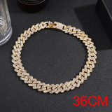 15mm Cuban Link Chains Necklace Fashion Hiphop Jewelry For Women Men Bling Iced Out  Full Rhinestone Rapper Necklaces Collar