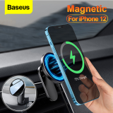 Baseus Magnetic Car Phone Holder Mobile Support 15W Wireless Fast Charger For iPhone 12 Pro Max Mini Car Air Vent Mount Holder