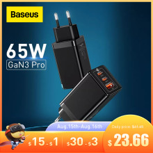Baseus 65W GaN3 USB Type C Charger Upgraded Phone Adapter Charger For iPhone 13 12 With QC3.0 PD Fast Charging For Xiaomi Laptop