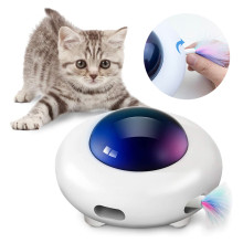 Intelligent UFO Turntable Automatic Swing Toys Puppy Cat Electric Steering Chasing Pet USB Charging Interactive Feather