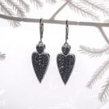 GZ ZONGFA Genuine 925 Sterling Silver Drop Earrings for Women 2.5 Carats Natural Black Spinel Heart Drop Earrings Fine Jewelry
