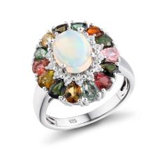 GZ ZONGFA High Quality Natural Opal Tourmaline Gem 925 Sterling Silver Custom Wedding Rings Jewelry Women