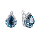 GZ ZONGFA 925 Sterling Silver Clip Earrings for Women 2.5 Carats Natural Blue Topaz Gemstone Real Silver Earrings Fine Jewelry