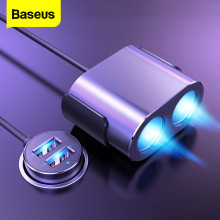 Baseus Car Cigarette Lighter Socket Splitter Charger Dual USB 100W Quick Charge Auto Vehicle Cigar Jack Splitter Power Adapter