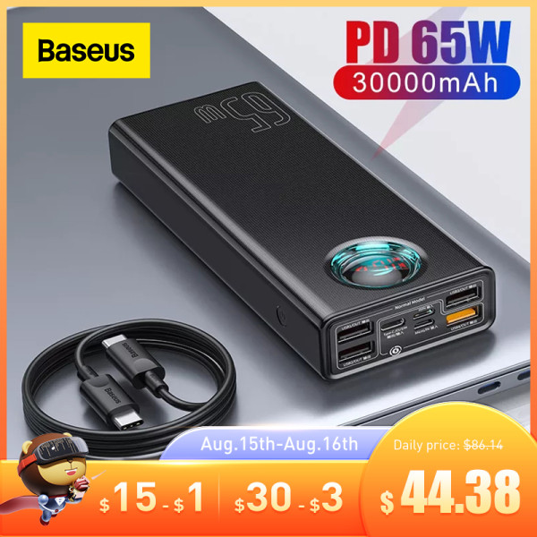 Baseus Power Bank 30000mAh Type-C PD 3.0 Fast Charger For iPhone Quick Charge 3.0 External Battery Powerbank For Xiaomi Samsung