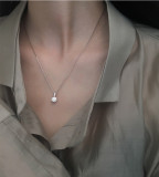 925 Sterling Silver Geometric Drop Necklace Clavicle Chain Women Fashion Jewelry Shine Zircon Pendant