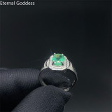 925 Sterling Silver Men's Ring Emerald Ring Brand New Precious Gift With Certificate Fine Jewelry Birthday Gift Free Shipping
