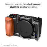 UURIG ZV1 Camera Cage for Sony ZV1 Camera Vlog Cage with Wooden Handgrip Cold Shoe Mount 1/4  3/8  Hole for Mic Flash Light DSLR