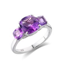 GZ ZONGFA New Design Custom Fashion Natural Gemstone Amethyst 925 Sterling Sliver Ring Wholesale Jewelry For Women