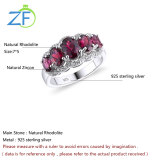 GZ ZONGFA Original Design fashion women Ring Natural Rhodolite Gemstone jewellery 925 Sterling Silver Engagement rings for girls