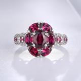 GZ ZONGFA Top Quality Fine Jewelry Natural Rhodolite Gem 925 Sterling Silver Engagement Wedding Ring For Women