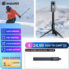 Original Insta360 2-in-1 Invisible Selfie Stick + Tripod Compatibility ONE RS (1-Inch 360 excluded),ONE,GO 2,ONE X2,ONE R,ONE X