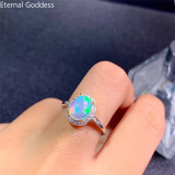 925 Silver Jewelry Classic Opal Silver Ring 7mm*9mm Natural Opal Opal Jewelry Silver Gemstone Ring rings for women