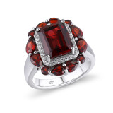 GZ ZONGFA Genuine 925 Sterling Silver Ring for Women Natural Red Garnet 4 Carats Handmade Wedding Gemstone Ring Fine Jewelry