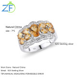 GZ ZONGFA Pure 925 Sterling Silver Ring for Women New Design 2 Carats Natural Citrine Party Gift Fashion Fine Jewelry