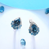GZ ZONGFA 925 Sterling Silver Clip Earrings for Women 2.5 Carats Natural Blue Topaz Gemstone Real Silver Earrings Fine Jewelry
