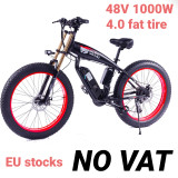 EU Stocks 26 Inch 350W Electric Bicycle 750 W 1000 W Snow Beach Cruiser E bike 4.0 Fat Tire Electric Mountain Bike