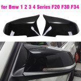 1Pair Side Rearview Wing Mirror Cover Caps For BMW 1 2 3 4 Series F20 F30 F31 F32 F34 F36 E84 2014 -2018 ABS Gloss Black
