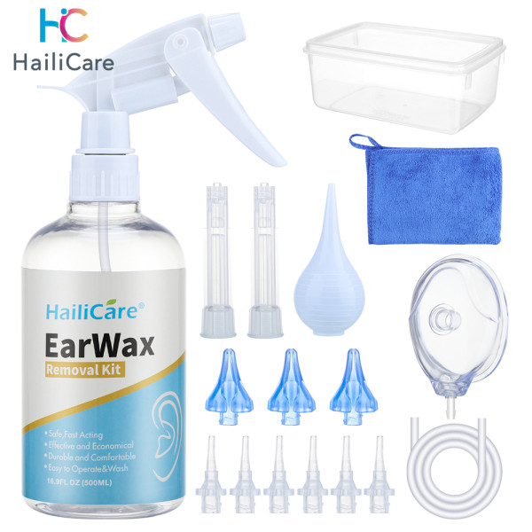 500ml Ear Wax Washing Kit Irrigation Water Washing Syringe Squeeze Bulb Ear Cleaner Set Plastic Ear Wax Removal Tool Adults Kids