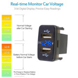 Fast Charger Car Charger Dual Port 12-24V 4.2A Socket Mobile Phone USB Adapter Voltmeter Display Power Outlet For Toyota