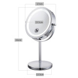 7 Inch 5x10x Magnification Circular Makeup Mirror Dual 2Sided Round Shape 17LEDs Rotating Cosmetic Mirror Stand Magnifier Mirror