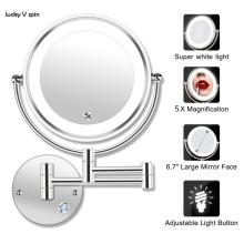 8.5  LED Double Sided Swivel Wall Mount Vanity mirror-3x 5x 10x Magnification,13.7  Extension,Touch Button Adjustable Light