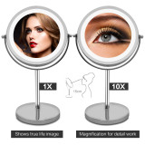 Desktop Makeup Cosmetic Mirror Led Light Vanity Mirror  Makeup Mirror With Light USB Charging 5X/10X Magnifying