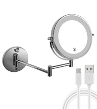 7InchWall Makeup Mirror with 1X/3X Double Sided touchBathroom Mirror with Dimmable LED Lights Swivel Extendable Cosmetic Mirrors