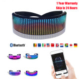 Programmable Bluetooth LED Luminous Shining Glasses Electronic Prop for Birthday Party Halloween Bar Performance via APP Control