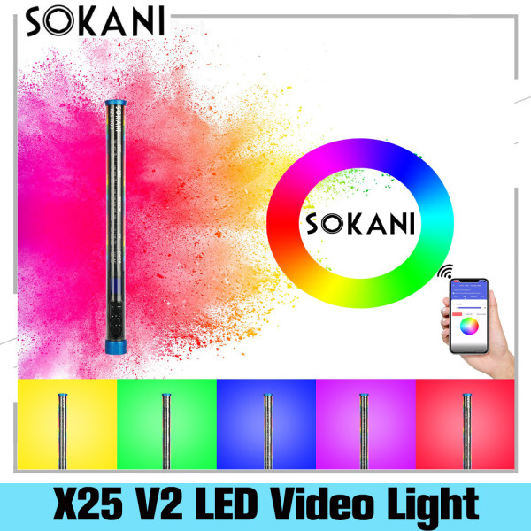 SOKANI X25 V2 Light Portable RGB Handheld Tube CTT Photography Lighting Wireless Remote Control Tube Stick as Yongnuo YN360 III