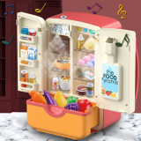 Children Pretend Play Toys Simulation Electric Refrigerator Mini Kitchen Pretend Play With Toy Light Spray Refrigerator Kids Toy