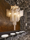 Postmodern luxury hotel lobby club living room stairwell restaurant tassel aluminum chain art chandelier