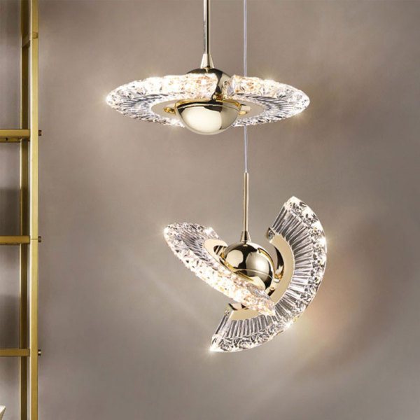 Hot selling Nordic creative rotatable personalized chandelier golden high-end luxury bedside decoration round chandelier