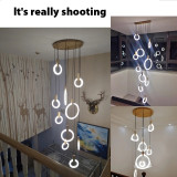 Modern LED Chandelier Ceiling Living Room Wooden Lighting Acrylic Ring Lamp Stair Decoration Chandelier Dining Room Chandelier