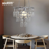 Creative restaurant bar counter wine glass holder chandelier modern multifunctional round wine goblet lamp