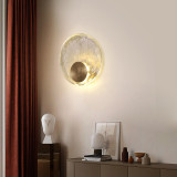 Light luxury copper bedroom bedside wall lamp living room simple background wall crystal designer round creative modern lamps