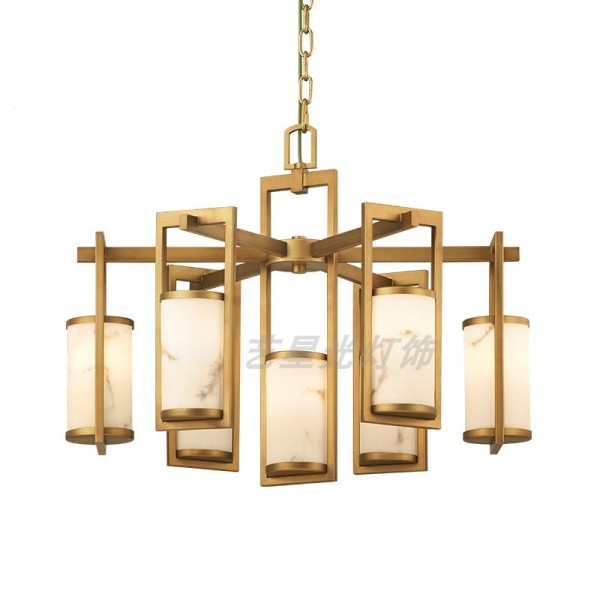 Modern New Chinese Metal Marble Chandelier Dining Room Living Room New Chinese Hotel Villa Model Room