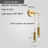 Light luxury wall lamp modern minimalist Nordic living room background wall hanging wire spotlight reading bedroom bedside lamp