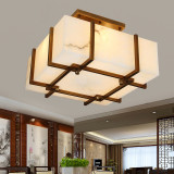 All copper marble living room villa bedroom study creative chandelier simple atmospheric ceiling lamp