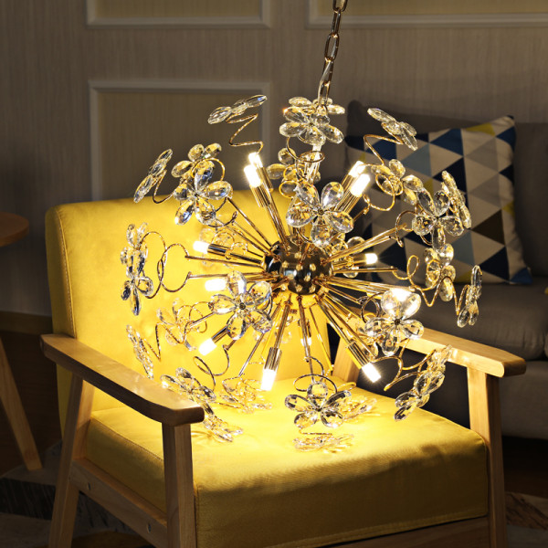 Nordic personality creative dandelion spark ball led net red restaurant ins clothing store shop window crystal chandelier