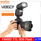 Flash V860III Godox for Sony Nikon Canon Fuji Olympus Pentax Camera V860 III Speedlight E-TTL HSS Speedlite on Camera Flash