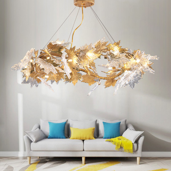 All-copper post-modern glass chandelier, personalized clothing store, villa hotel model room, creative chandelier