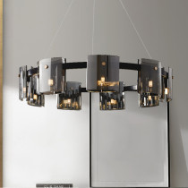 Modern LED chandelier lighting dining room living room luxury chandelier amber/smoke glass bedroom study decoration