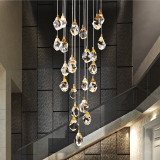 Duplex villa large chandelier post-modern light luxury dining room stairwell all copper crystal lamp living room bedroom