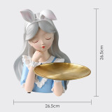 Long Curly Hair Beauty Girl Statue Storage Tray Ornaments Nordic Luxury Living Room TV Cabinet Home Decor Christmas Wedding Gift
