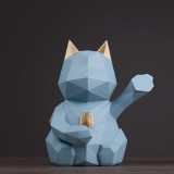home decoration cat figurine for home office statue for tabletop desk ornaments decor Geometric resin lucky cat sculpture