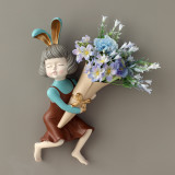 Wall Vase Decoration Home Décor Rabbit Girl Statue wall Décor With Flower Vase Room Décor Vase Wall planter