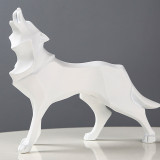 Resin Abstract Wolf Statue Nordic Geometric Animal Figurines Wolf Sculpture Crafts Home Office Shelf Desk Decoration Ornaments