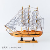 Wooden Sailboat Model With Light Caribbean Black Pearl Pirate Ship Boat Ornaments Mediterranean Office Living Room Home Decor
